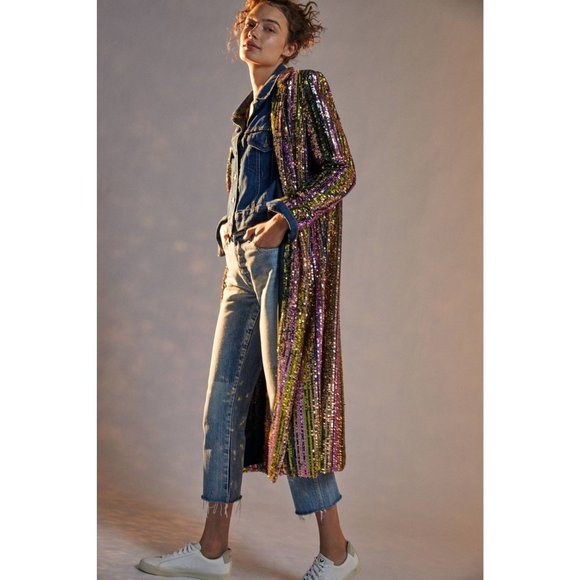 Anthropologie Vilagallo Anita Sequined Duster Jacket